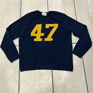 Topman Mens Blue Crew Neck Cotton Blend Jumper Size Xl Made In Britain VTG